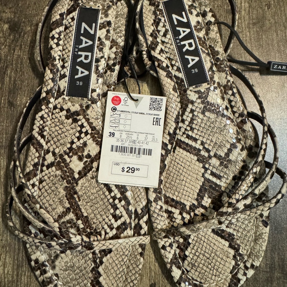 Zara Snake Print Strappy Sandals
